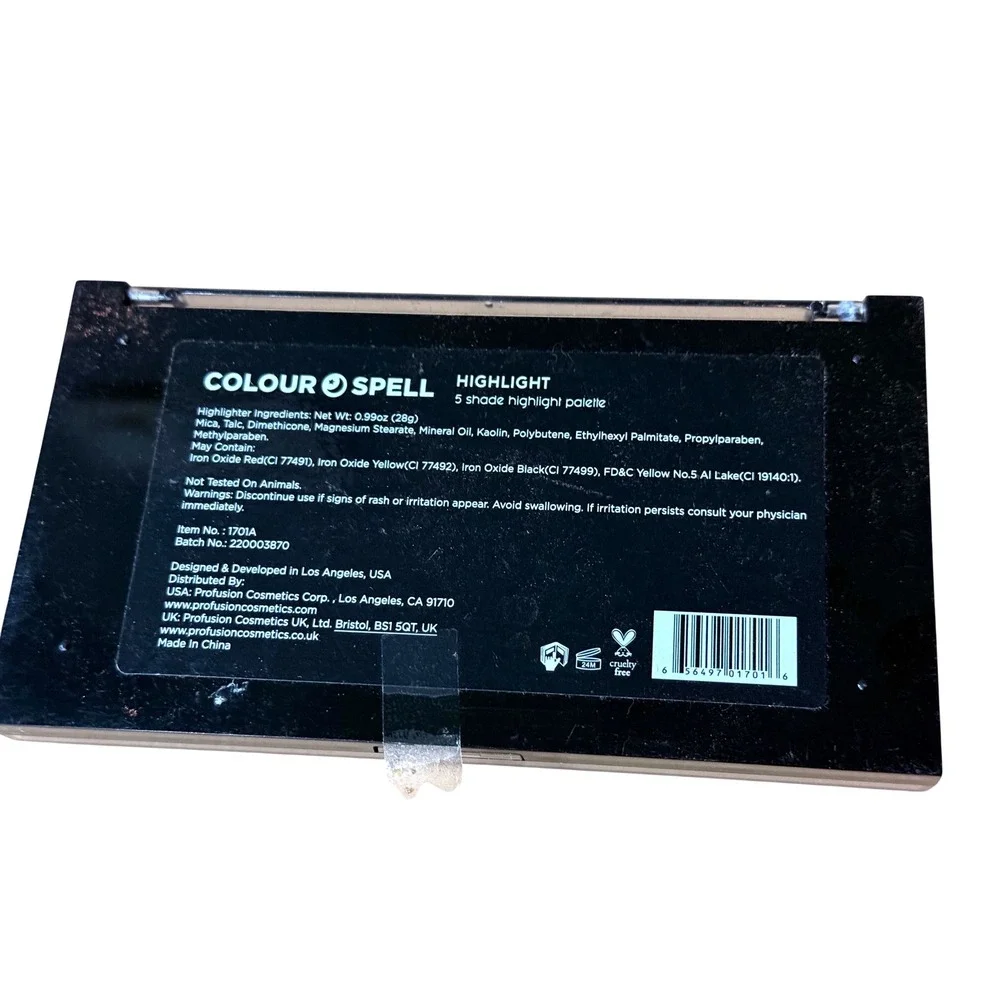 ColourSpell Highlight 5 Shade Highlight Palette Profusion Cosmetics 1701A New‎